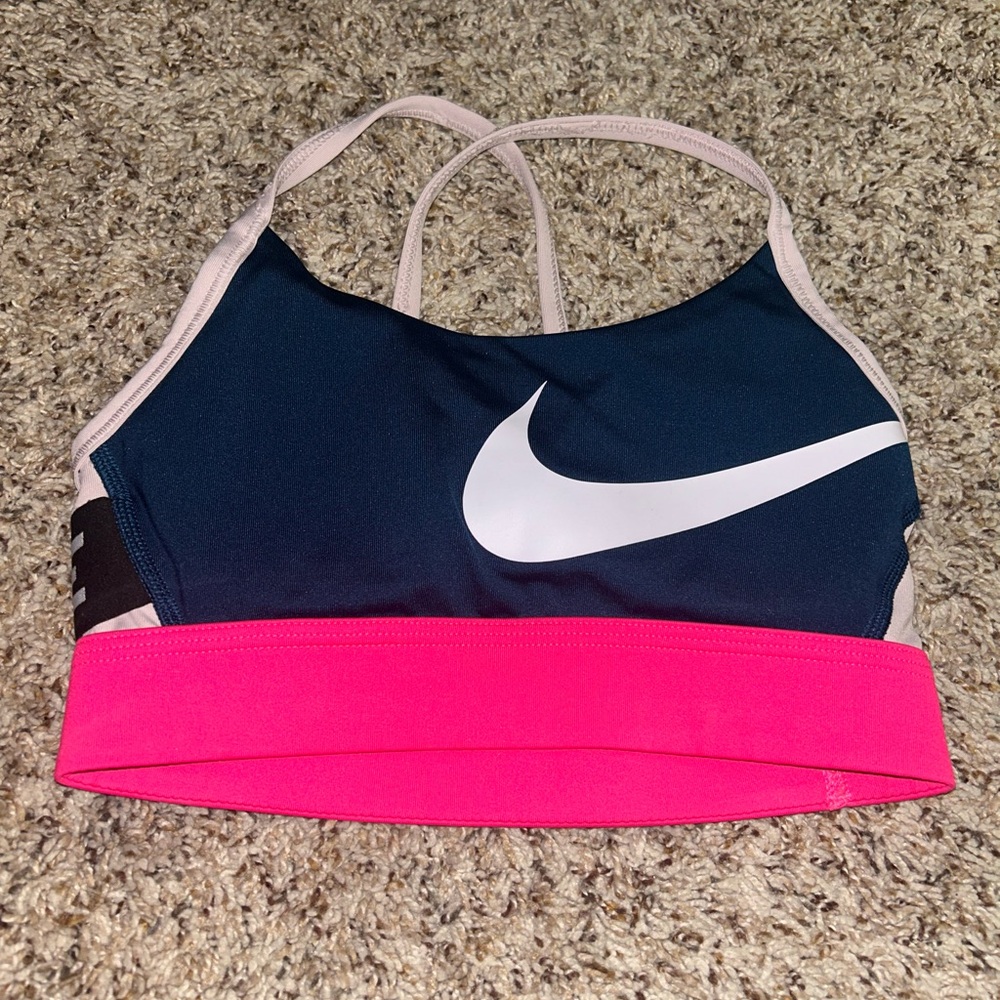 Nike Women's Sports Bra - Navy and Hot Pink